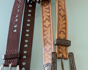 Women's Belt Lot of 2 brown leather narrow fashion size SM