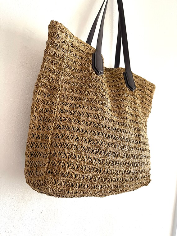 Braided twine shoulder bag Brown/beige shoulder b… - image 4