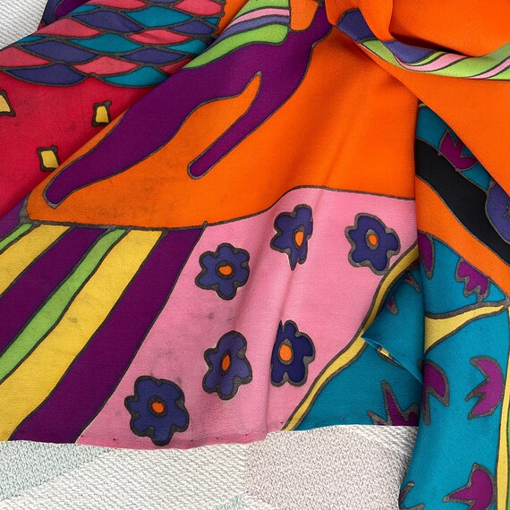 Silk Scarf Women's 100% silk multi color scarf Vi… - image 8