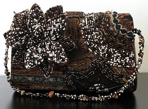 Beaded clutch Evening clutch 3d flower clutch Multicolor beads clutch Wedding purse Handmade clutch Party clutch Concert clutch