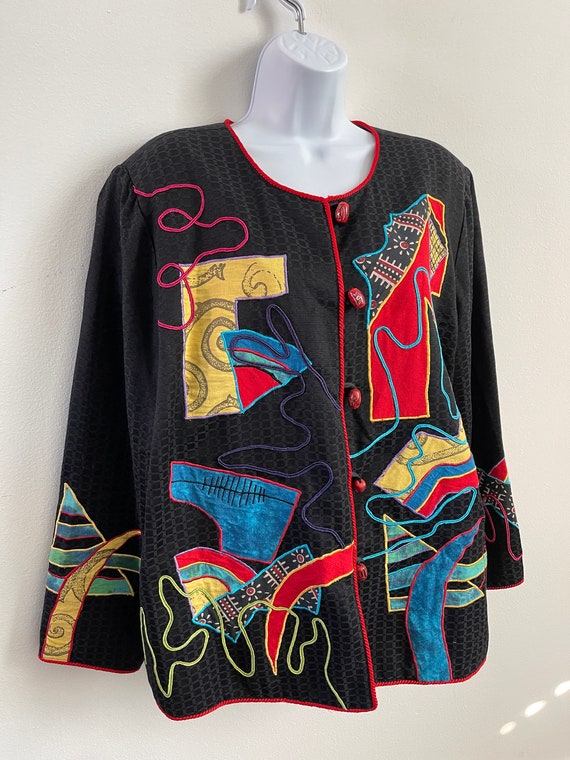 Julia Kim Blazer Women's colorful jacket Black co… - image 1