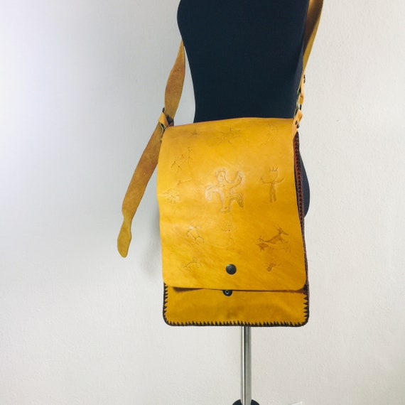 Orange shoulder bag Leather crossbody bag Hand ma… - image 9