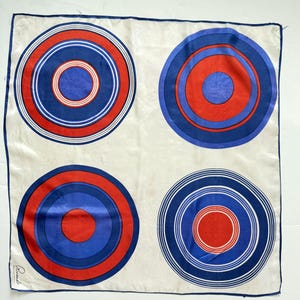 Ricardo scarf Multicolor silk bright shawl Vintage silk scarf Square geometric scarf 26&quot;
