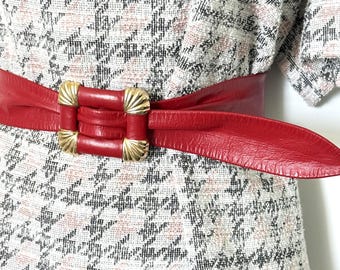 Women's Belt Vintage red leather fashion size SM