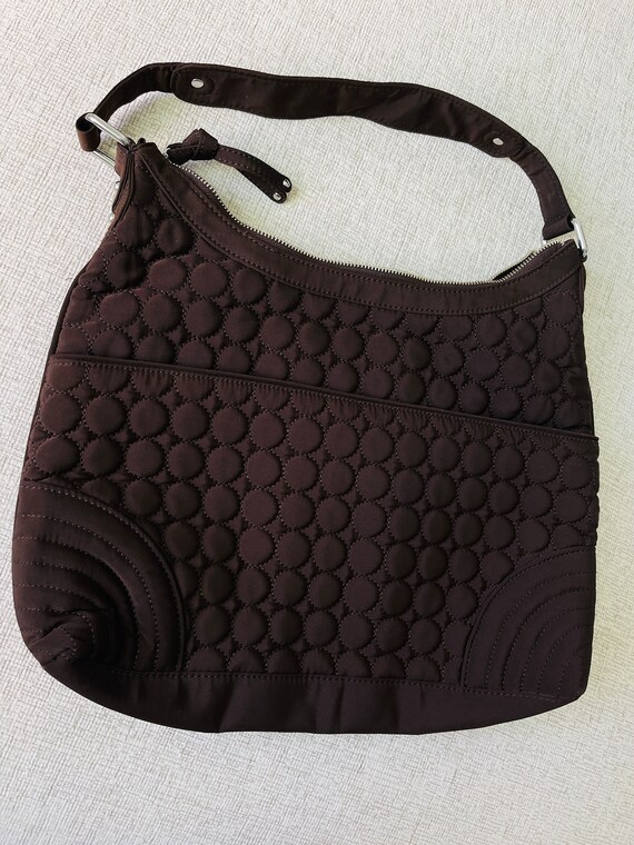VERA BDEDLEY Shoulder Bag Brown nylon large size … - image 8