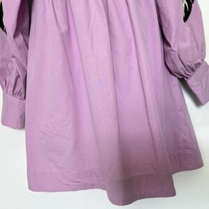 Free People Dress Purple cotton mini dress Pregnant embroidered lilac long sleeve tunic dress size SP image 6