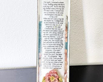 Glass standing Vintage mirror beveled grandma poem Table decor 6" X 3/4" tall