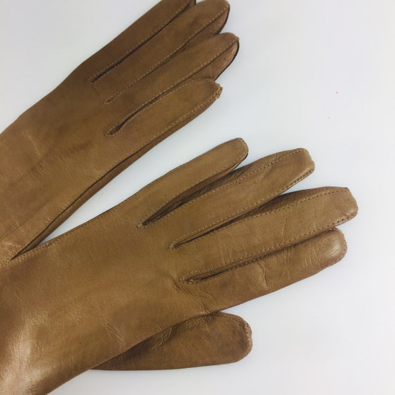 Leather brown gloves Finest quality soft leather … - image 9