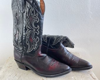 J CHISHOLM Mens Size 9.5 D Black Red Leather Cowboy Western Boots J. Chisholm Boots for Men for Sale | Shop New & Used Men main image 4