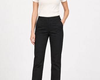 Women’s Black High Rise Pants Size XL | Elastic Waist Pull On Trousers