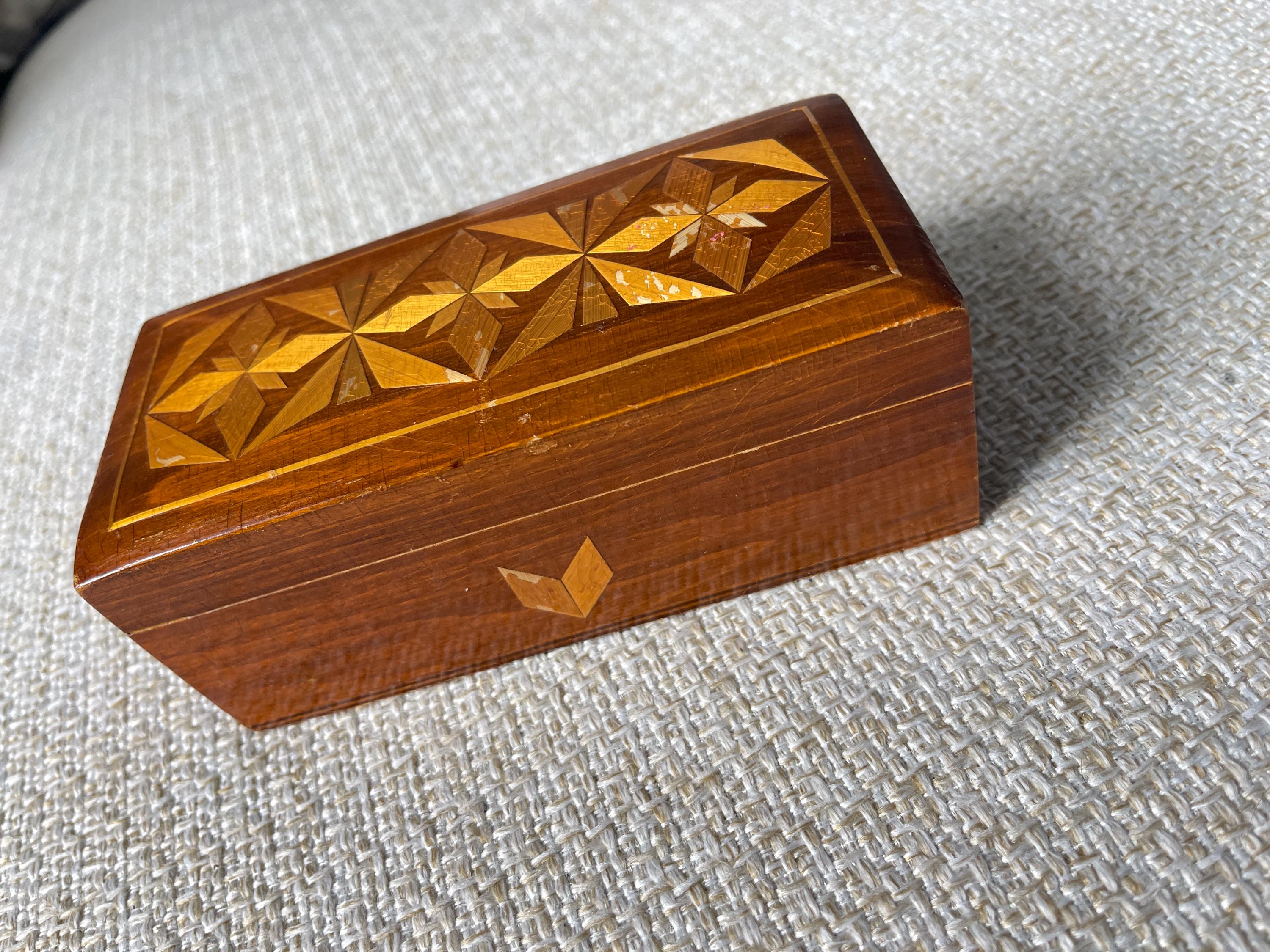 Soviet 1990s Box Wooden Box Inlaid Wood Box History Vintage Item