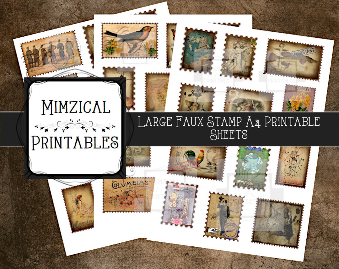 Printable Ephemera Faux Stamps Vintage Digital Download. - Etsy