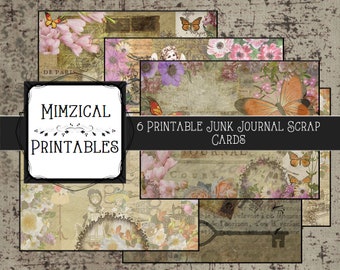 Printable Journal Cards, Set of Scrap Ephemera, Digital download.