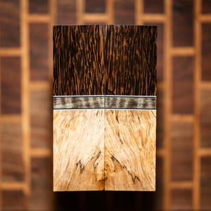 Black Palm, Curly Maple, and Spalted Maple Combination Knife Scales - s-527