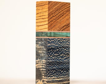 End Grain Zebra Wood, Curly Maple, and Quarter Sawn Sycamore Knife Handle Block - s-1222