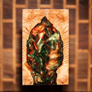 Maple Burl with Swirl Resin Knife Scales - Stabilized - CNC Flattened - burl-95
