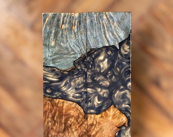 Maple Burl and Claro Walnut Burl with Swirled Resin Knife Scales - ex-304
