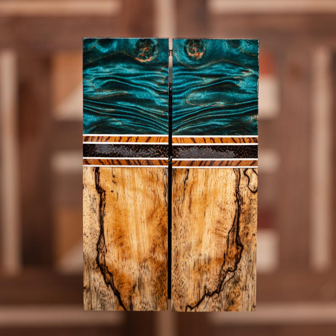 Curly Maple Burl, Zebra Wood, Black Palm, and Spalted Tamarind Knife ...