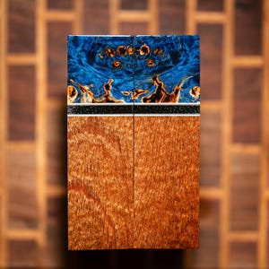 Maple Burl, Black Palm, and African Mahogany Combination Knife Scales - s-538