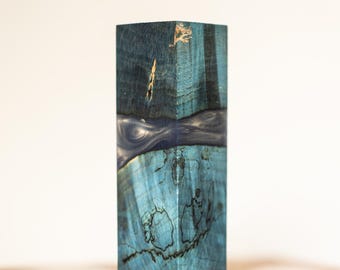 Curly and Spalted Maple with Swirled Resin Turning Blank or Knife Handle Block - ex-299