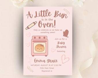 Baby showeruitnodiging broodje in de oven | Uitnodiging meisje (digitale download)
