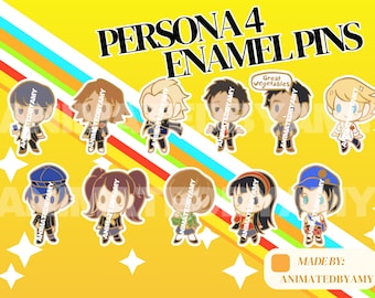 P4 Enamel Pins | Yu Narukami, Yosuke Hanamura, Chie, Yukiko, Kanji, Naoto, Rise, Teddie, Adachi, Dojima, Marie