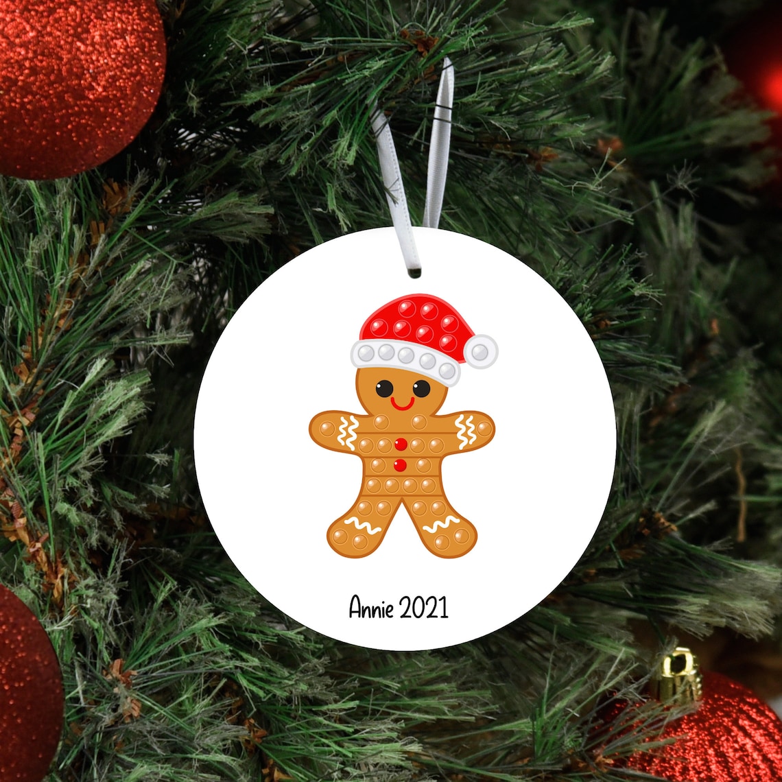 Personalized Gingerbread pop it ornament Kids personalized image 1