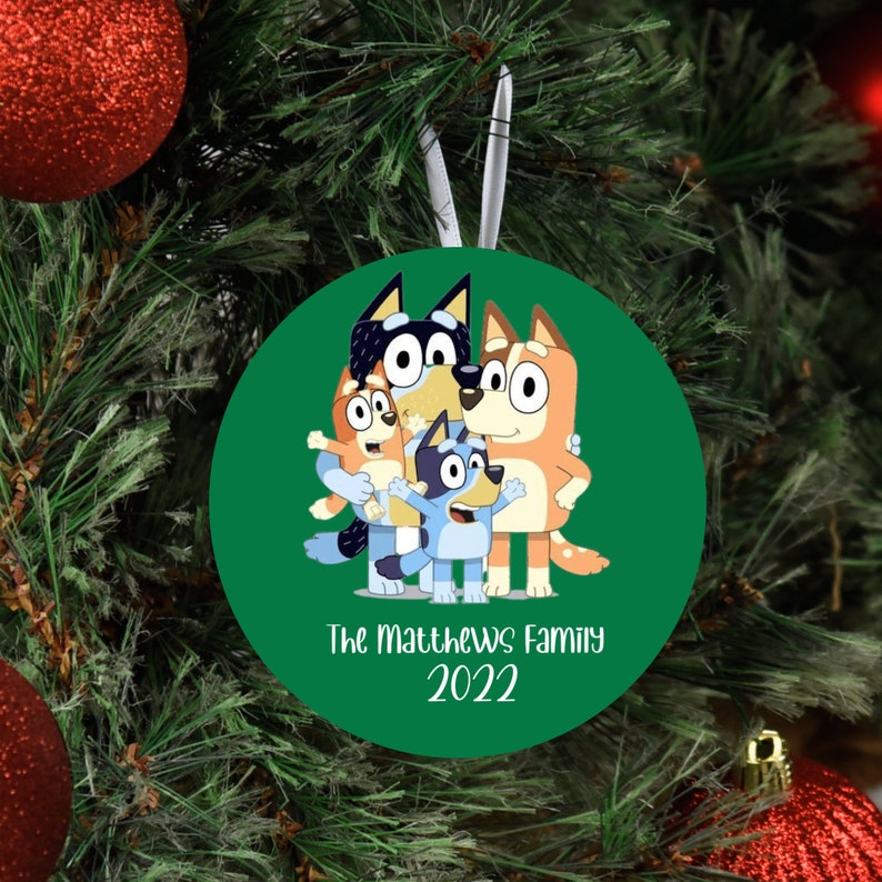 Blue Dog Inspired Custom Family Christmas Ornament 2022 image 1