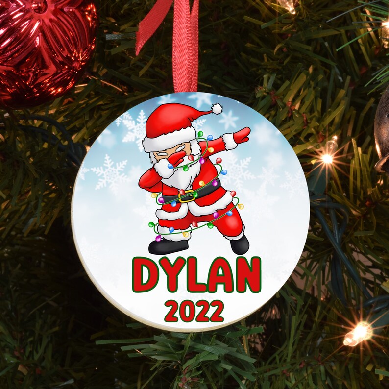 Personalized Santa Ornament for Kids Dabbing Santa Ornament image 1