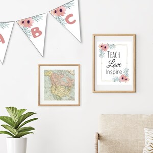 Blumen Lehrer Klassenzimmer Dekor Set | Homeschool Dekor | Klassenzimmer Schild | Vintage Klassenzimmer Dekoration | Pinnwand Klassenzimmer Tür Dekor