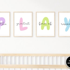 Playroom Wall Art | Classroom art | Homeschool Room Decor | Classroom decor | Printable | Toddler | Kids | Nursery | Set of 4 Playroom Print
