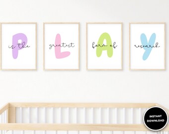 Playroom Wall Art Print Set | Kids Nursery Decor (Digital Download)