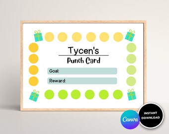 Unicorn Printable Punch Card | Editable Chore Chart (Digital Download)