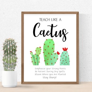Kaktus Druck, Kaktus Dekor druckbar und Kaktus Wandkunst für Kaktus Klassenzimmer Thema Lerndrucke lehrreiche Wandkunst Heimschule Dekor