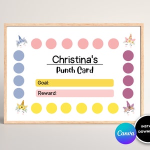UNICORN Printable Punch Card | Editable Chore Chart | Sticker Chart | Homeschool Resources | Classroom Reward | Potty Training Chart