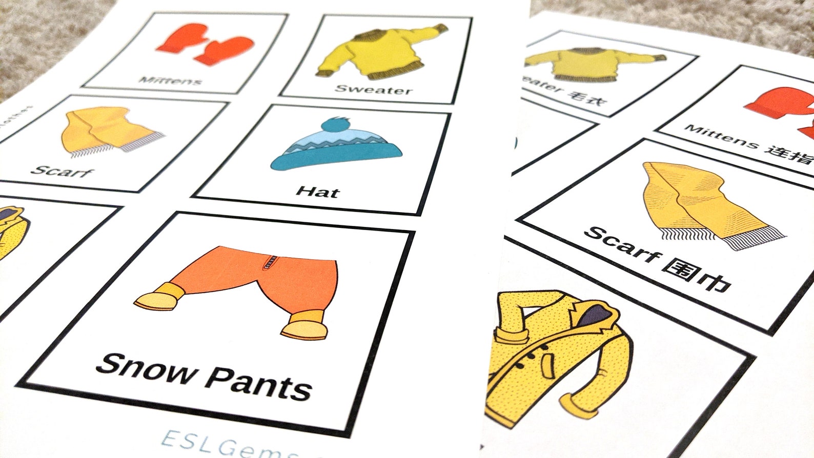 Clothes Flashcards for Kids With Seasons and Weather - Etsy