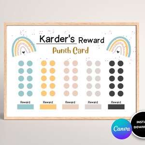 BLUE RAINBOW Printable Punch Card | Editable Chore Chart | Sticker Chart | Homeschool Resources | Classroom Reward | Potty Training Chart