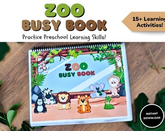 ZOO Quiet Book | Preschool Busy Book Learning Binder | Toddler Activity Sheets | Homeschool Resources | Preschool Worksheets Activity Folder