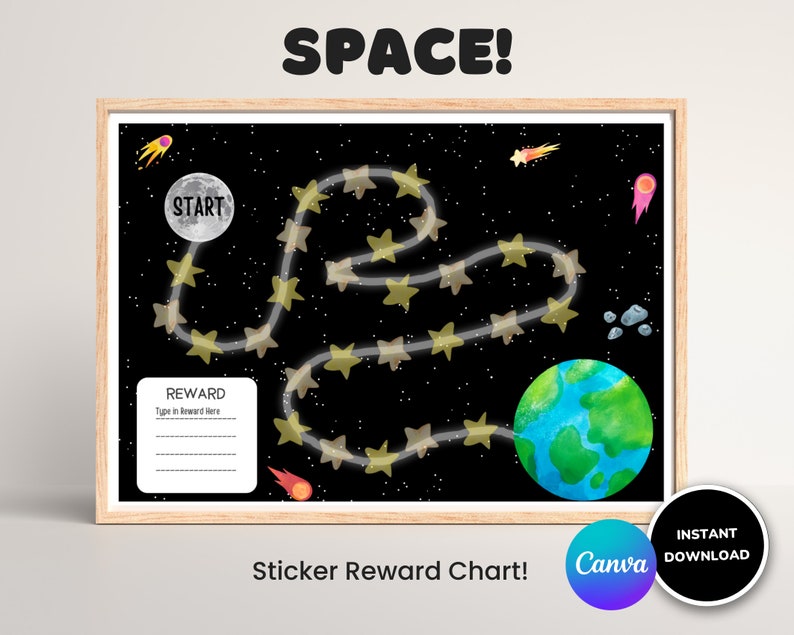 Space Reward Chart | Editable Chore Chart, Homeschool Printable ...