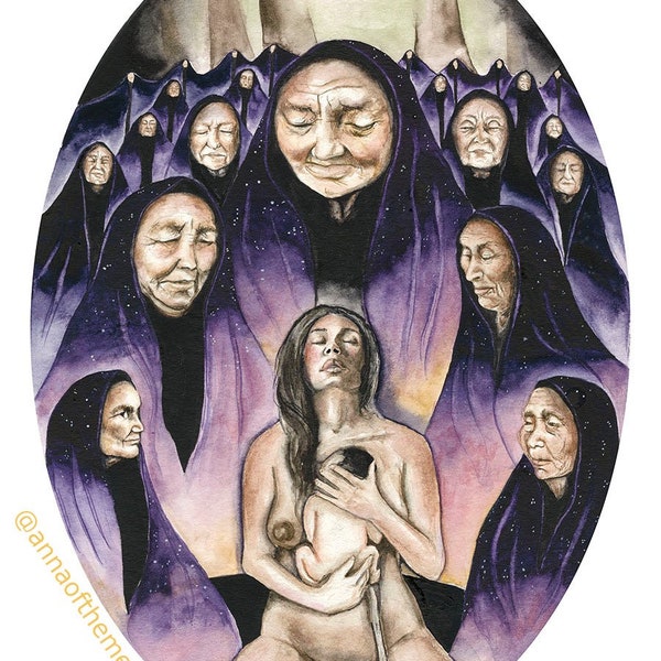 9x12 “The Remembering” Fine Art Print Birth Art Ancestral healing art