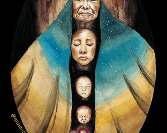 BLACK 11x14 "Grandmothers Prayers" signed High Quality Art Print