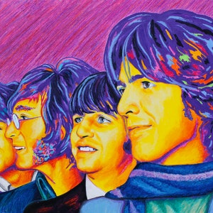 STUNNING! THE BEATLES poster, from original artwork by Alisa Meier; Yellow Submarine; Revolution