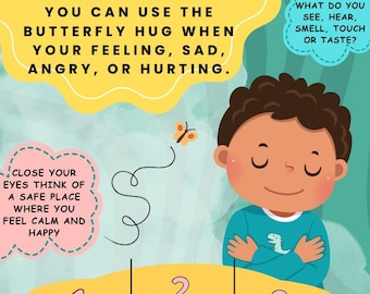 Técnica de abrazo de mariposa para calmar a los niños – Herramienta de afrontamiento inspirada en EMDR – Ejercicio de atención plena y conexión a tierra – Imprimible para regular la ansiedad