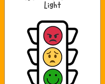 Feelings Traffic Light Printable, Emotional Regulation Worksheet, Calm Down Strategies, Anger Management, Social learning Activity.