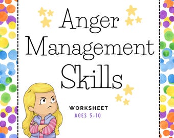 Anger Management Worksheet for Kids I Printable Anger Worksheet for Kids I Coping Skills and Emotional Regulation Printable PDF I