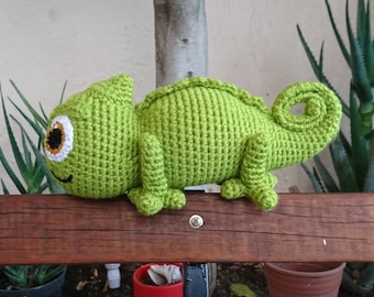 Wzór amigurumi, szydełkowy kameleon Pascal, 16 arkuszy PDF do natychmiastowego pobrania, język hiszpański; Wzór amigurumi
