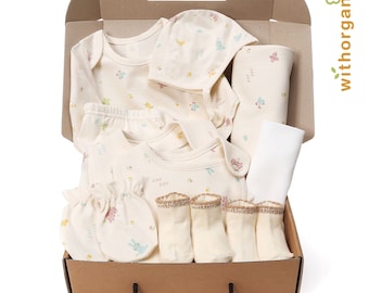 ON SALE~!! WithOrganic - Best Newborn Gift Set | 100% Organic Certified Cotton | 10 Pieces | for Baby Boy or Girl