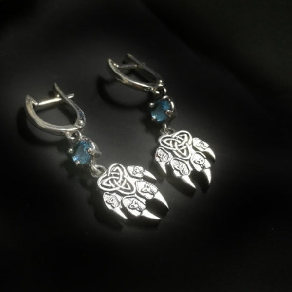 Fierce Wolf Paw Print Earrings: Celtic Inspired, Berserk Fenrir Style, Animal Lover Jewelry, Perfect Gift for Her