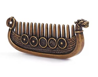 Handcrafted Viking Longship Comb – Antique Bronze Finish 45