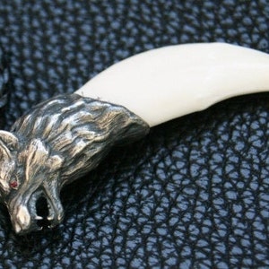 Wolf Tooth Necklace, Wolf necklace, Wolf pendant, Animal bone jewelry, Gift for men, Protection talisman, Wolf teeth, Viking wolf jewelry